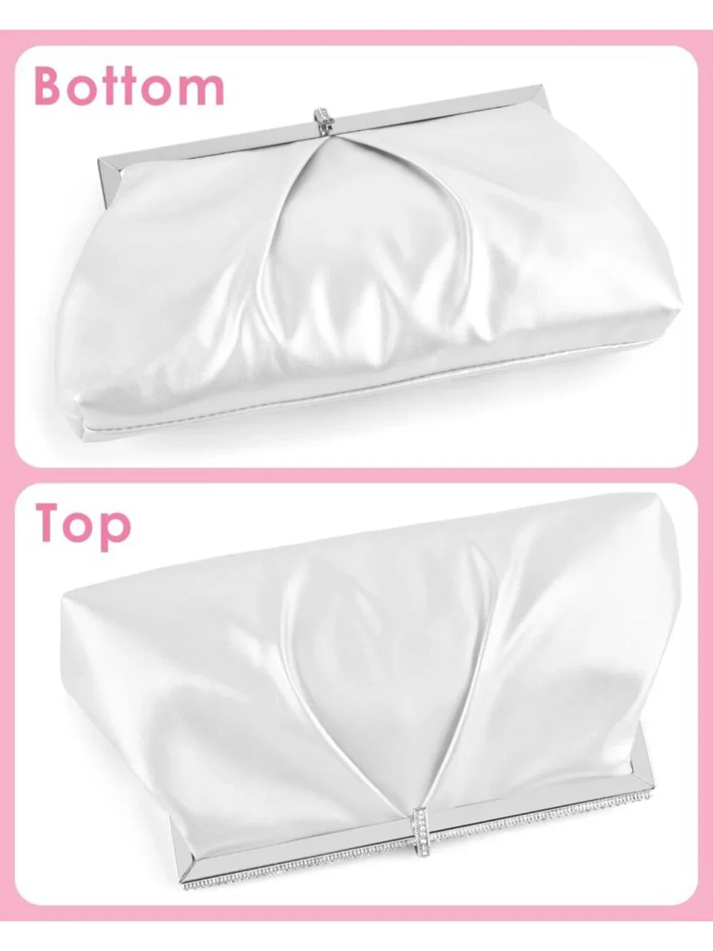 👜 Women's White PU Leather Formal Evening Bags Shoulder Party Cocktail Clutch